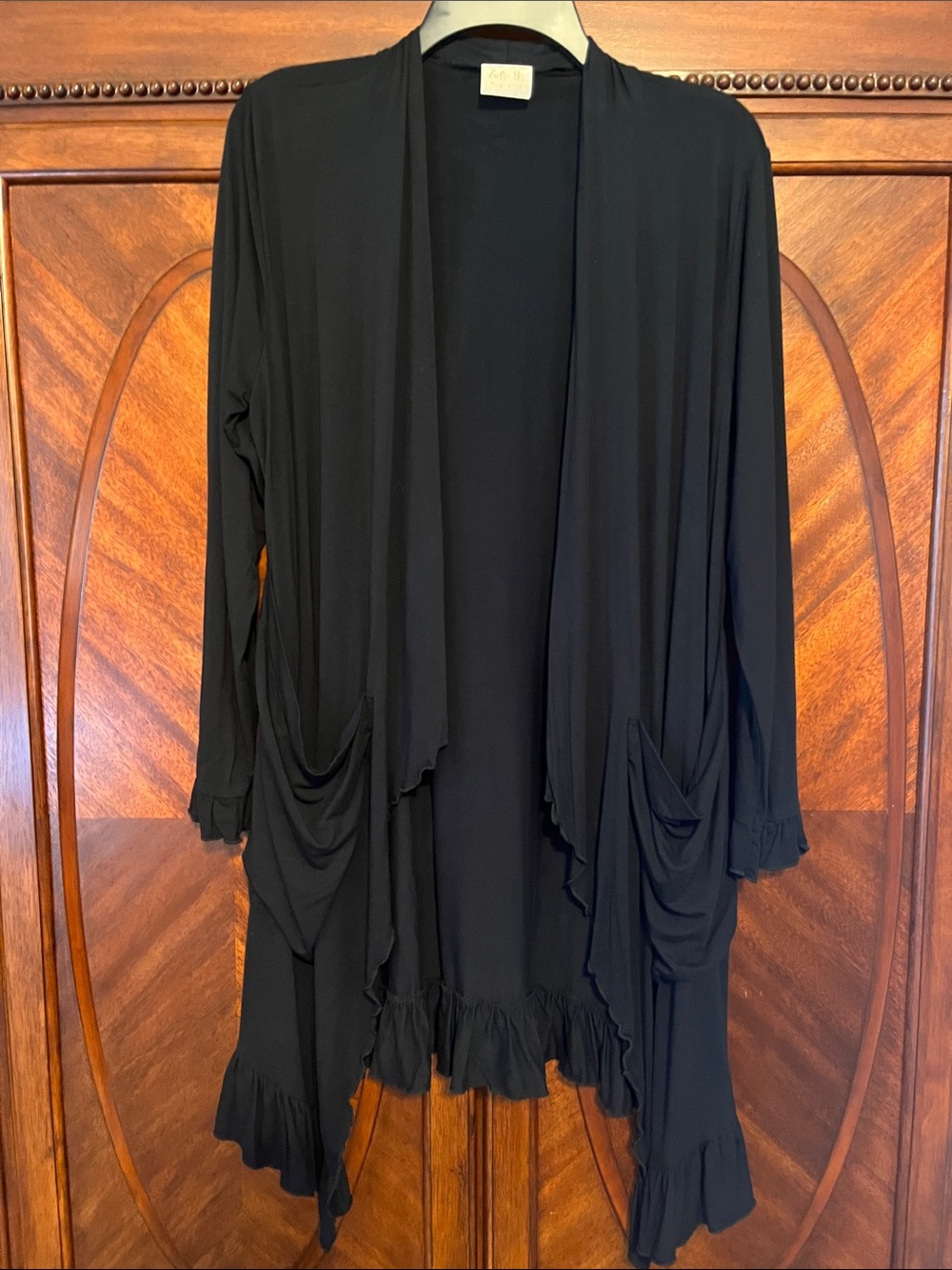 Zadie B’s Black Ruffled Open Front Cardigan